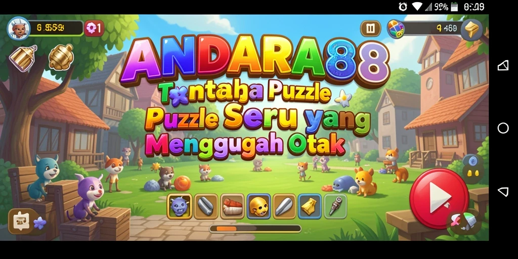 Screenshot gameplay dari ANDARA88 menampilkan puzzle seru dan tantangan menarik.