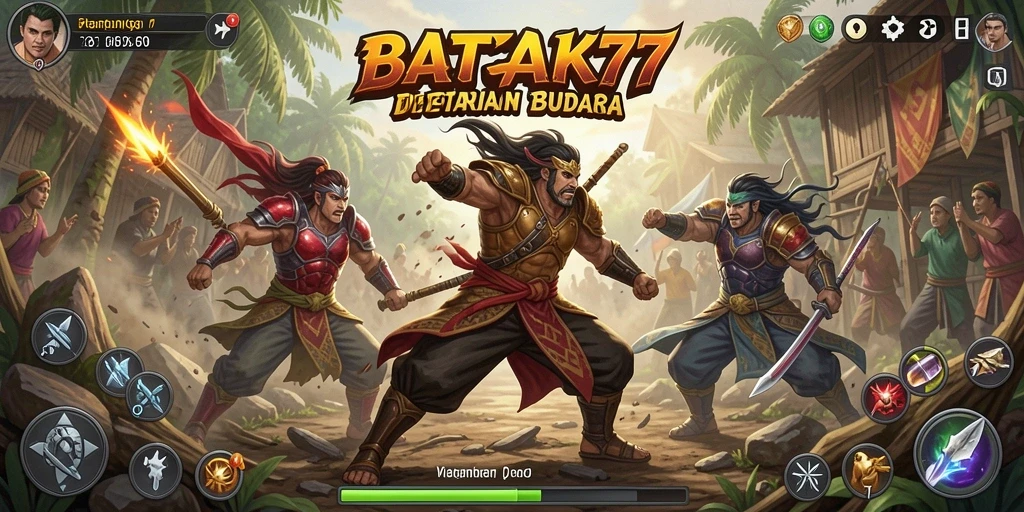 Gameplay seru di dalam pertarungan BATIK77 yang menampilkan keahlian karakter.