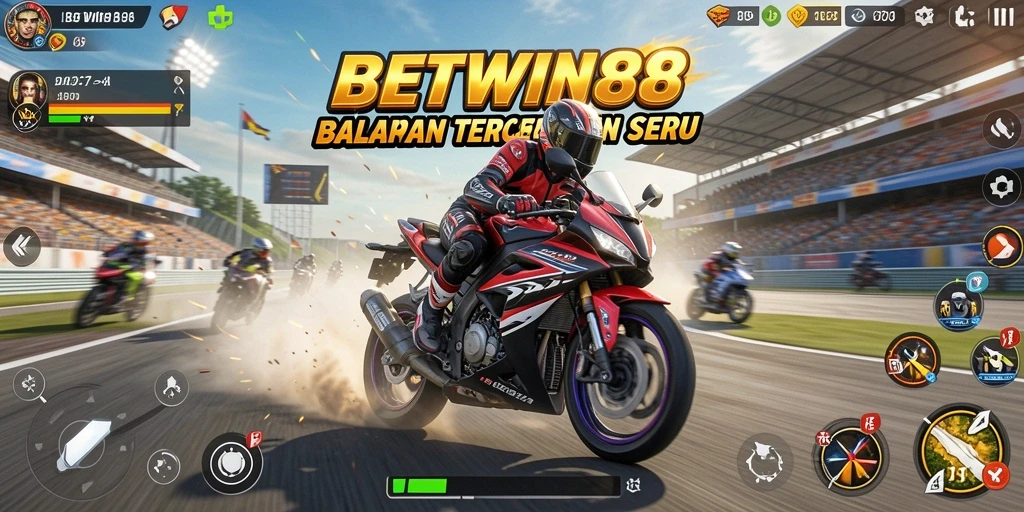 Screenshot utama betwin88 menampilkan grafik balapan motor yang menakjubkan.