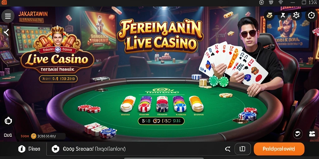 Tampilan utama gameplay JAKARTAWIN dengan dealer langsung dan pemain aktif.