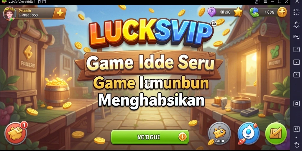 Tangkapan layar utama LUCKSVIP yang menggambarkan dunia Idle yang menarik.
