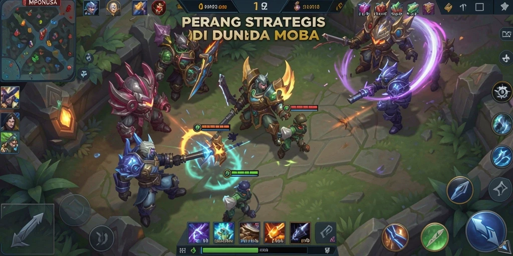 Tampilan gameplay seru dalam pertempuran strategis MOBA.