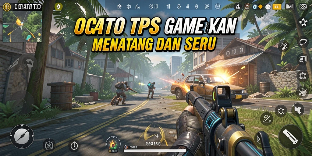 Tangkapan layar OCATOTO yang menunjukkan aksi gameplay TPS yang intens.