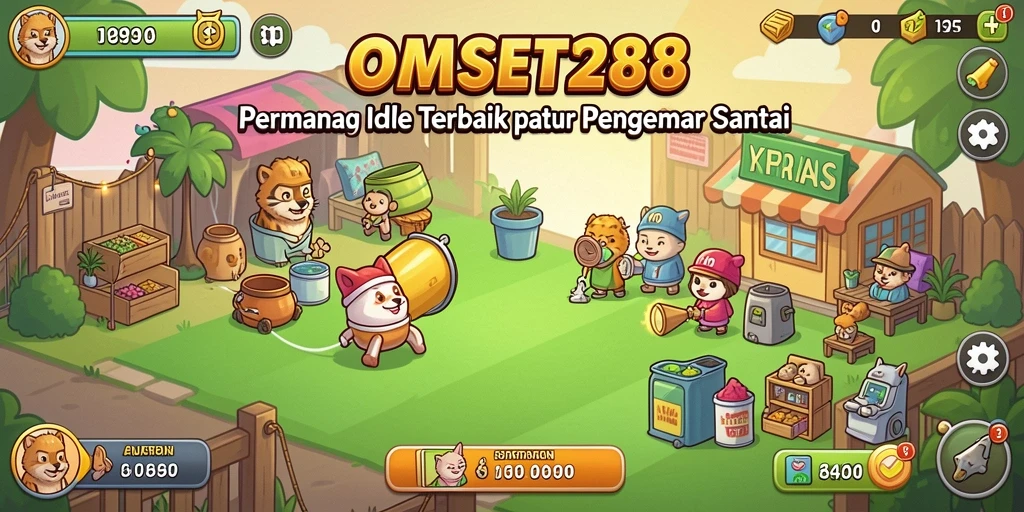 Screenshot gameplay OMSET288 yang menunjukkan kemajuan dalam permainan Idle.