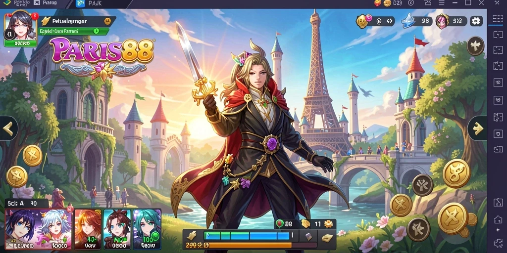 Screenshot PARIS88 menunjukkan aksi seru dan karakter anime yang berwarna-warni.