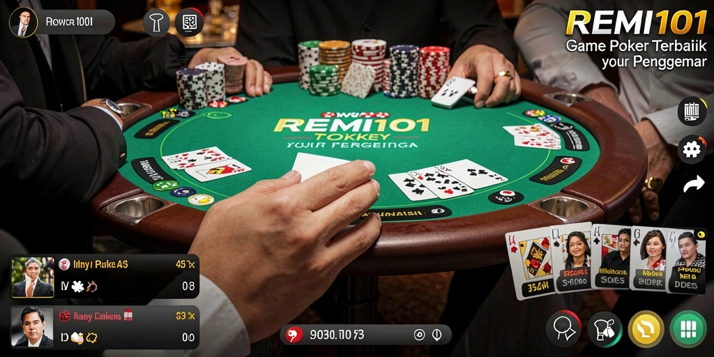 Screenshot gameplay menarik dari REMI101 yang menunjukkan momen seru bermain Poker.