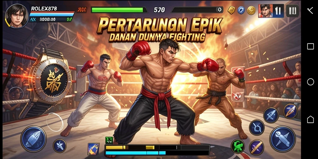 Screenshot gameplay <strong>ROLEX878</strong> yang menampilkan pertarungan seru dan karakter beraksi.