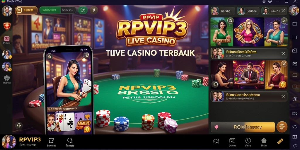 Tampilan gameplay RPVIP3 yang menarik dengan dealer langsung dan suasana kasino.