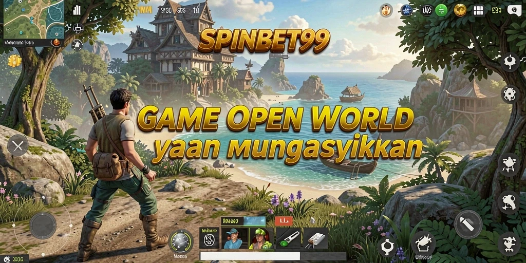 Tampilan gameplay SPINBET99 dengan dunia terbuka yang luas dan interaktif.