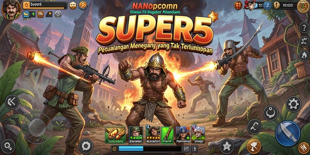 Tampilan gameplay SUPER5 menampilkan petualangan seru dengan grafis menawan.