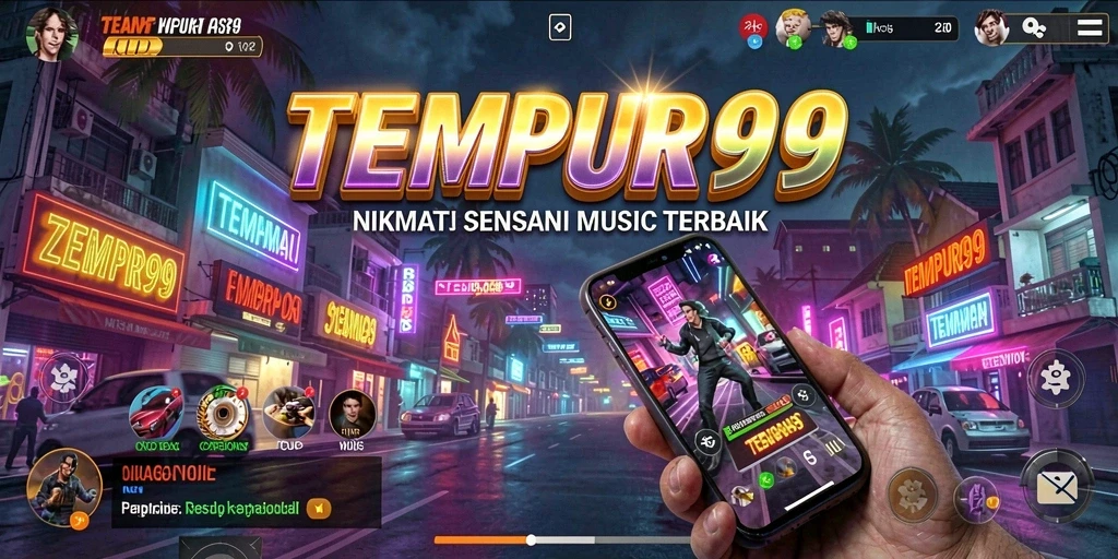 Screenshot menunjukkan antarmuka permainan musik yang menarik dalam TEMPUR99.
