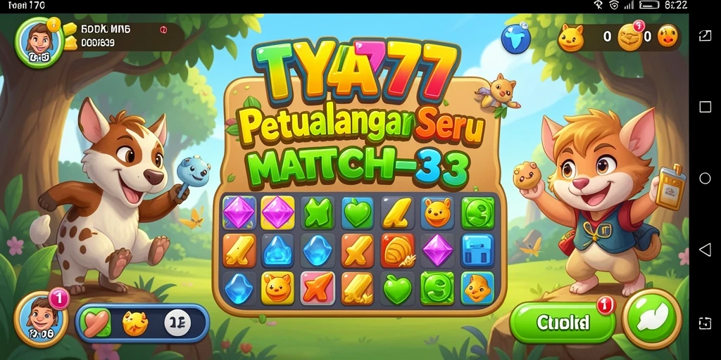 Tampilan gameplay Match-3 yang penuh warna dan menantang.