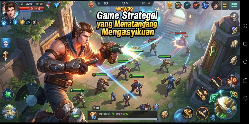Tampilan permainan WOW99 yang menampilkan aksi pertempuran strategis.
